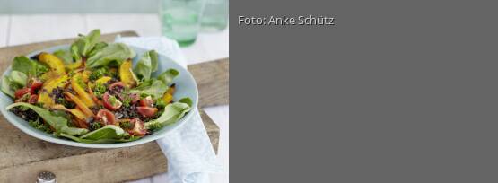 Rezeptbild für "Feldsalat mit Kürbis und Linsenvinaigrette"