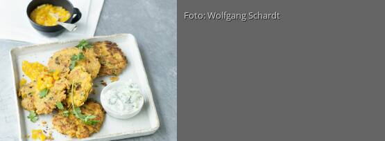 Rezeptbild für "Möhrenpuffer mit Mangosauce"