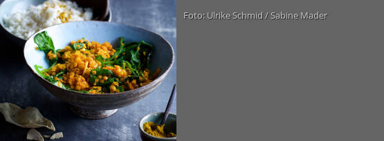 Rezeptbild für "Spinat-Linsen-Dal mit Basmatireis"