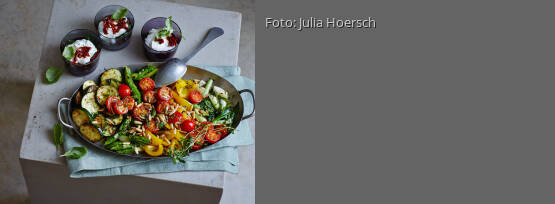 Rezeptbild für "Gemüse aus dem Ofen mit Ziegenkäse-Trifle"