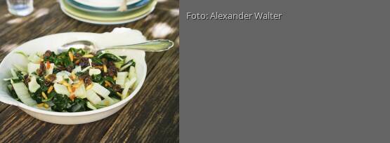 Rezeptbild für "Mangold mit Rosinen und Pinienkernen"