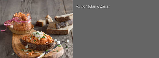 Rezeptbild für "Reiswaffel-Mett mit Zwiebeln"