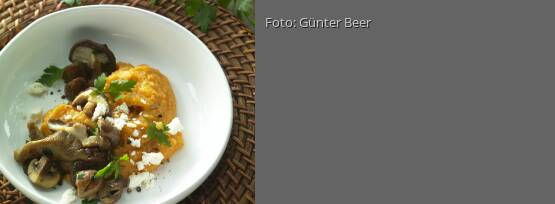 Rezeptbild für "Paprika-Polenta mit Pilzen und Feta"