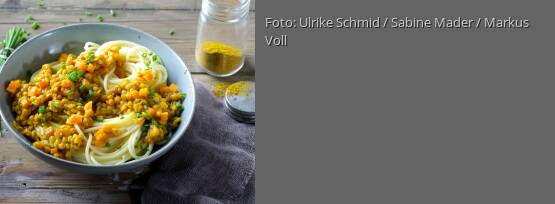 Rezeptbild für "Spaghetti mit Currylinsen"