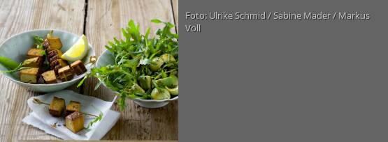 Rezeptbild für "Rucolasalat mit Tofuspießen"