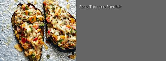 Rezeptbild für "Aubergine mit Süßkartoffelfüllung"