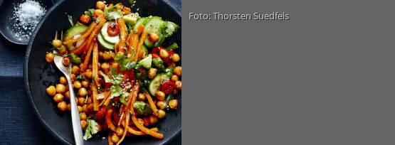 Rezeptbild für "Rösche Kichererbsen mit Karamell-Möhren"