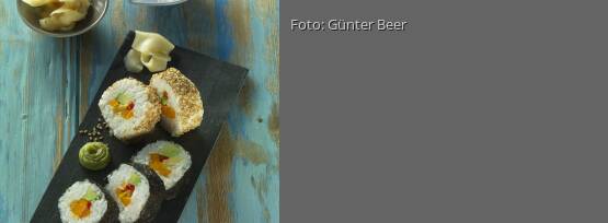 Rezeptbild für "Sushi-Variation mit Ingwer, Kürbis und Avocado"