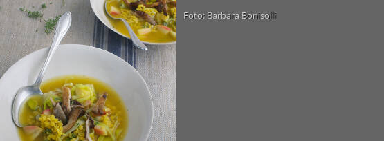 Rezeptbild für "Linsensuppe mit gebratenen Austernpilzen"