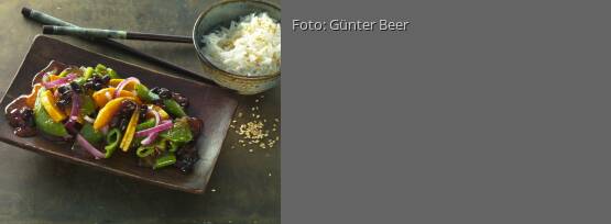 Rezeptbild für "Gebratener Kürbis mit schwarzen Bohnen"