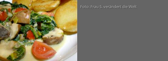 Rezeptbild für "Bratknödel mit Spinatgemüse"