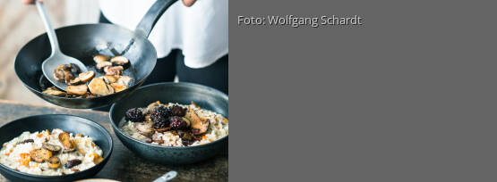 Rezeptbild für "Pilzrisotto mit Chili-Brombeeren"