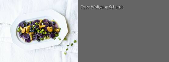 Rezeptbild für "Blauer Kartoffelsalat mit Pilz-Vinaigrette"