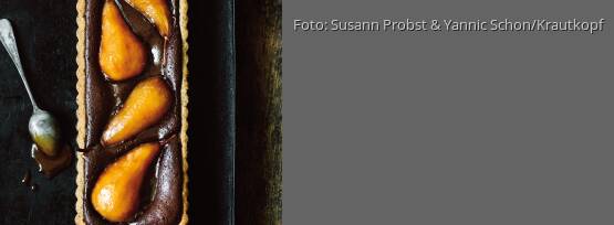 Rezeptbild für "Birnen-Schoko-Tarte mit Karamel"