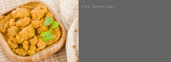 Rezeptbild für "Bombaykartoffeln mit Blumenkohl – vegan"