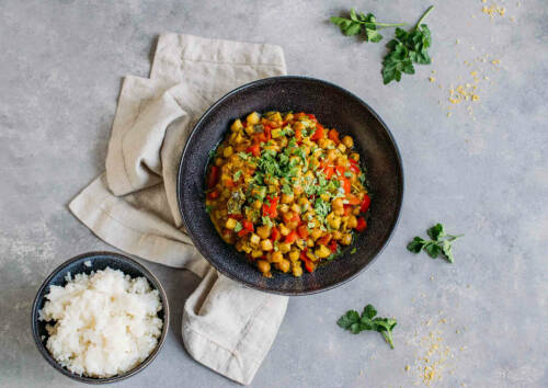 Kichererbsen-Zucchini-Curry aus dem Corona-Kochplan.