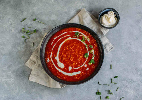 Reis-Tomatensuppe