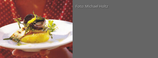 Rezeptbild für "Crostini di Polenta mit gegrillten Pilzen und Kräutern"