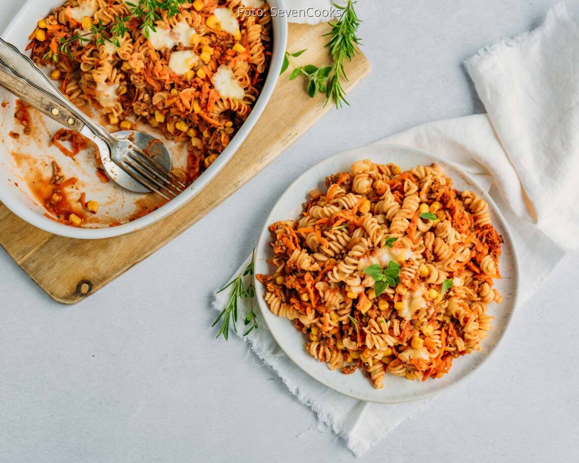 Fexitarisches Rezept: Hack-Nudel-Auflauf
