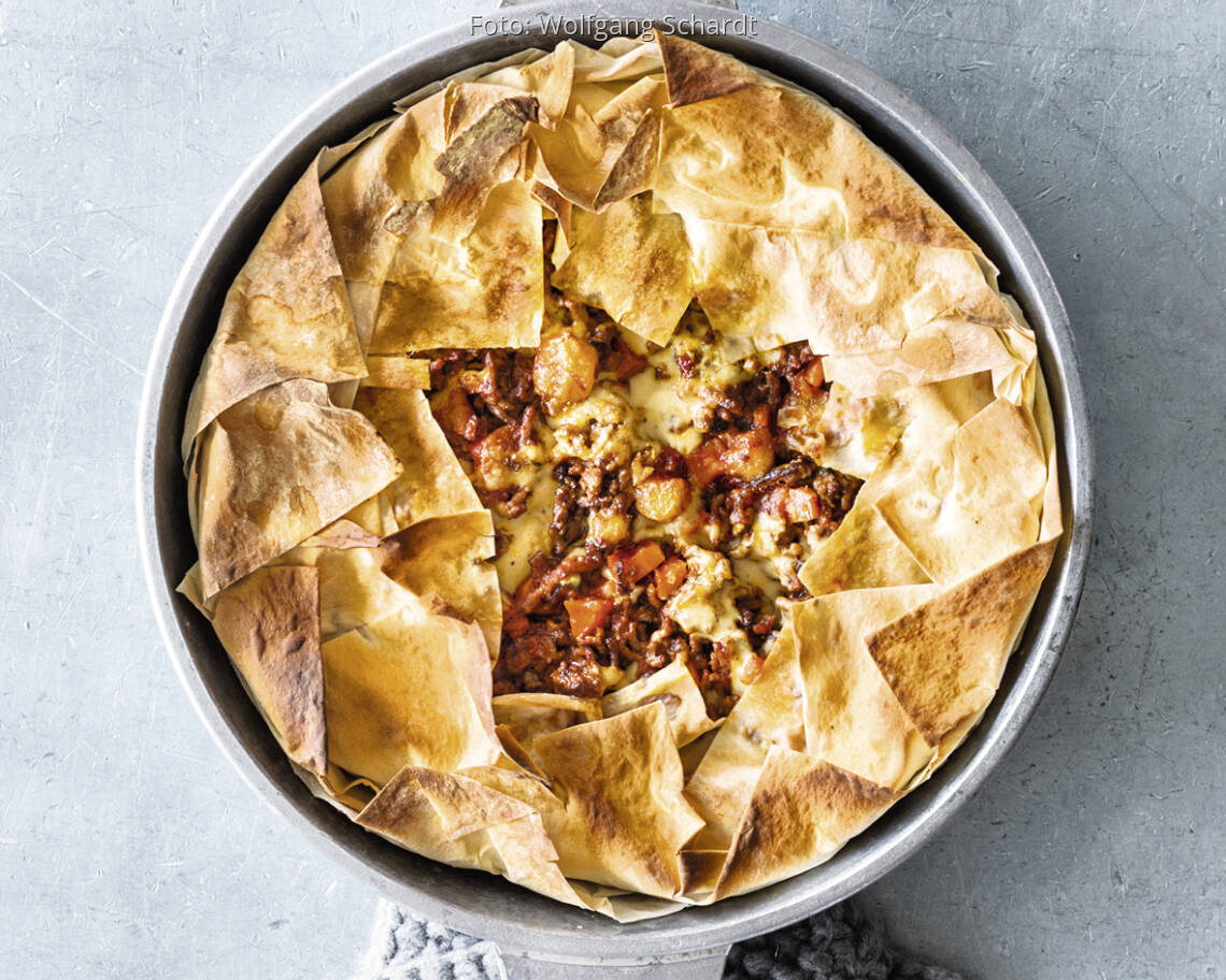 Filoteig-Hackfleisch-Gratin