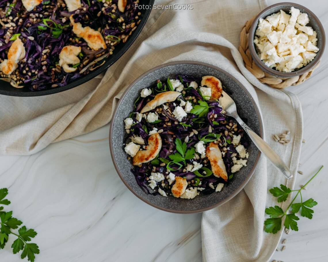 Flexitarisches Rezept: Buchweizen Hühnchen Pfanne 3