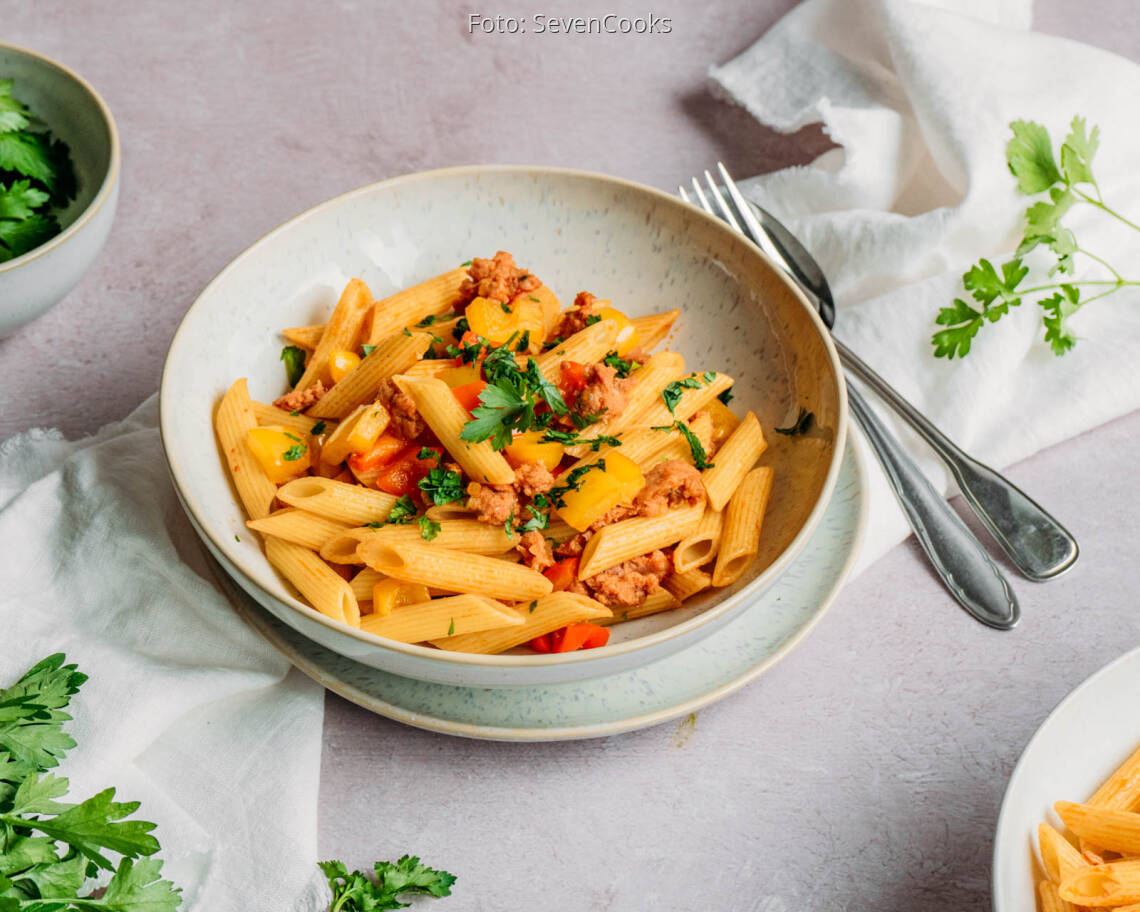 Flexitarisches Rezept: Bunte Salsiccia-Pasta 1
