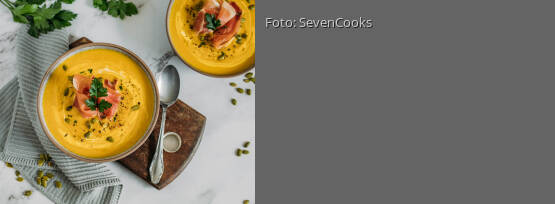 Rezeptbild für "Butternusskürbis Suppe mit Prosciutto"
