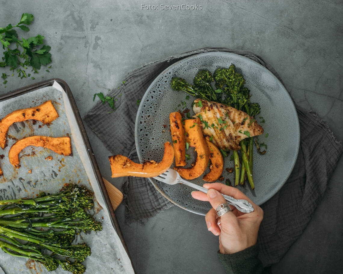 Flexitarisches Rezept: Cajun Fisch mit Ofenkürbis 1
