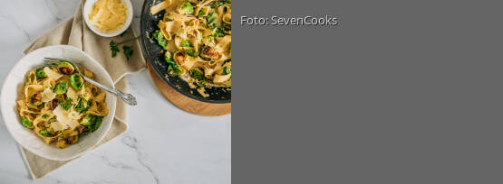 Rezeptbild für "Cremige Rosenkohl Fettuccine"