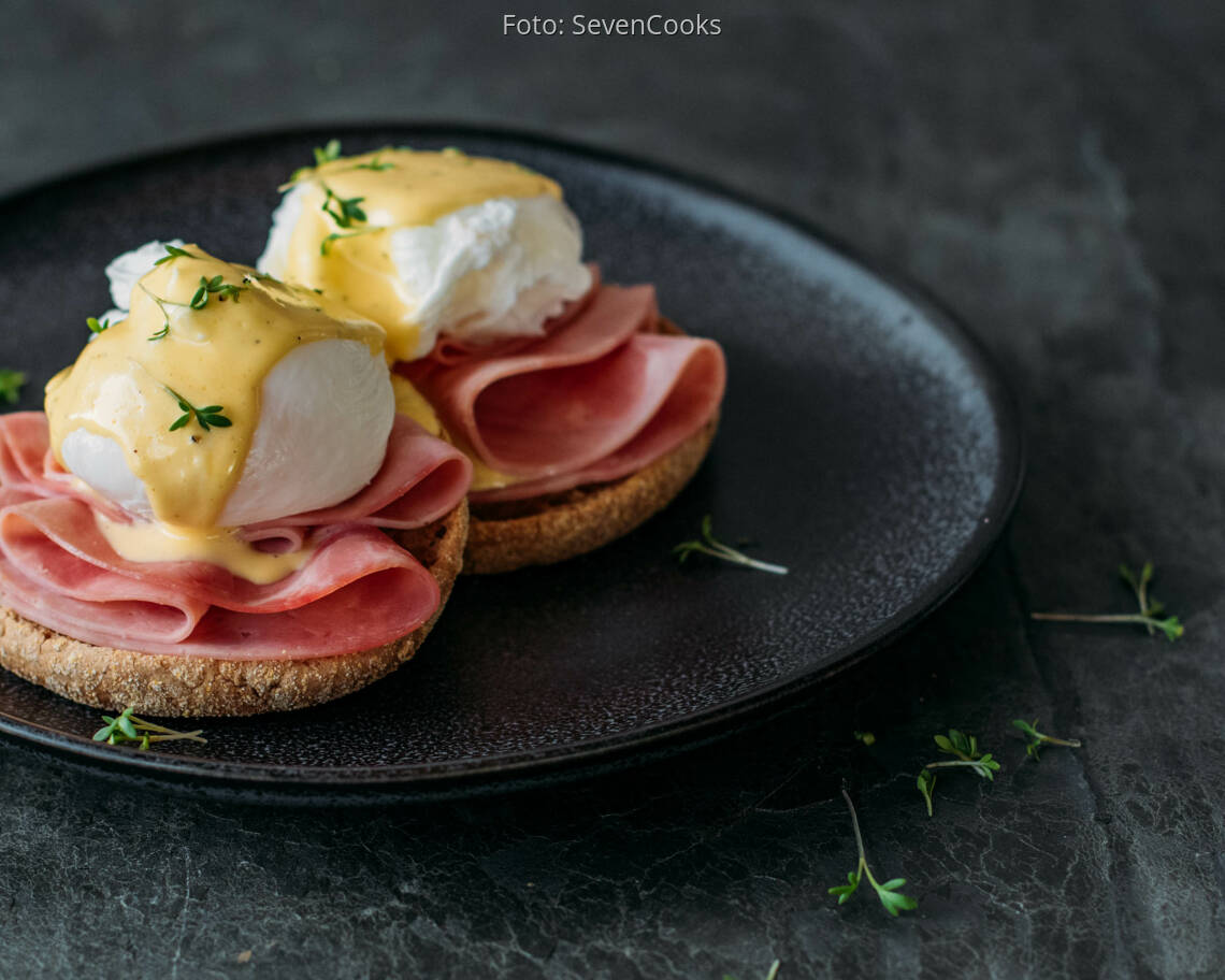 Flexitarisches Rezept: Eggs Benedict mit Schinken 1