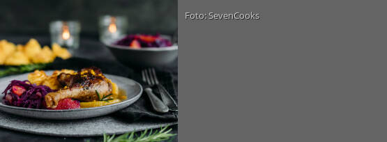 Rezeptbild für "Entenkeulen mit feiner Orangensoße und Herzoginkartoffeln"
