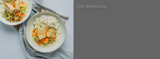Rezeptbild für "Cremige Fischpfanne mit Reis"