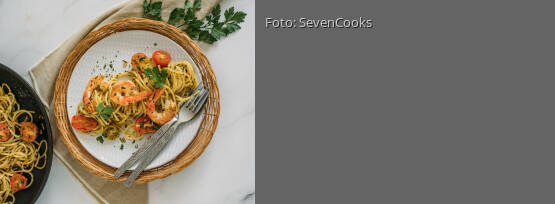 Rezeptbild für "Garnelen mit Knoblauch-Pasta"