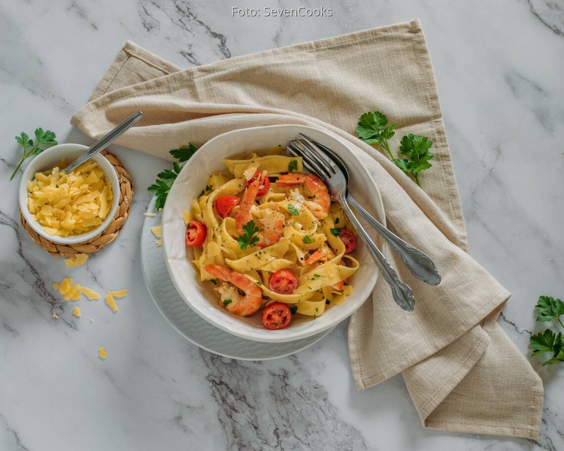 Flexitarisches Rezept Garnelen Pasta 1