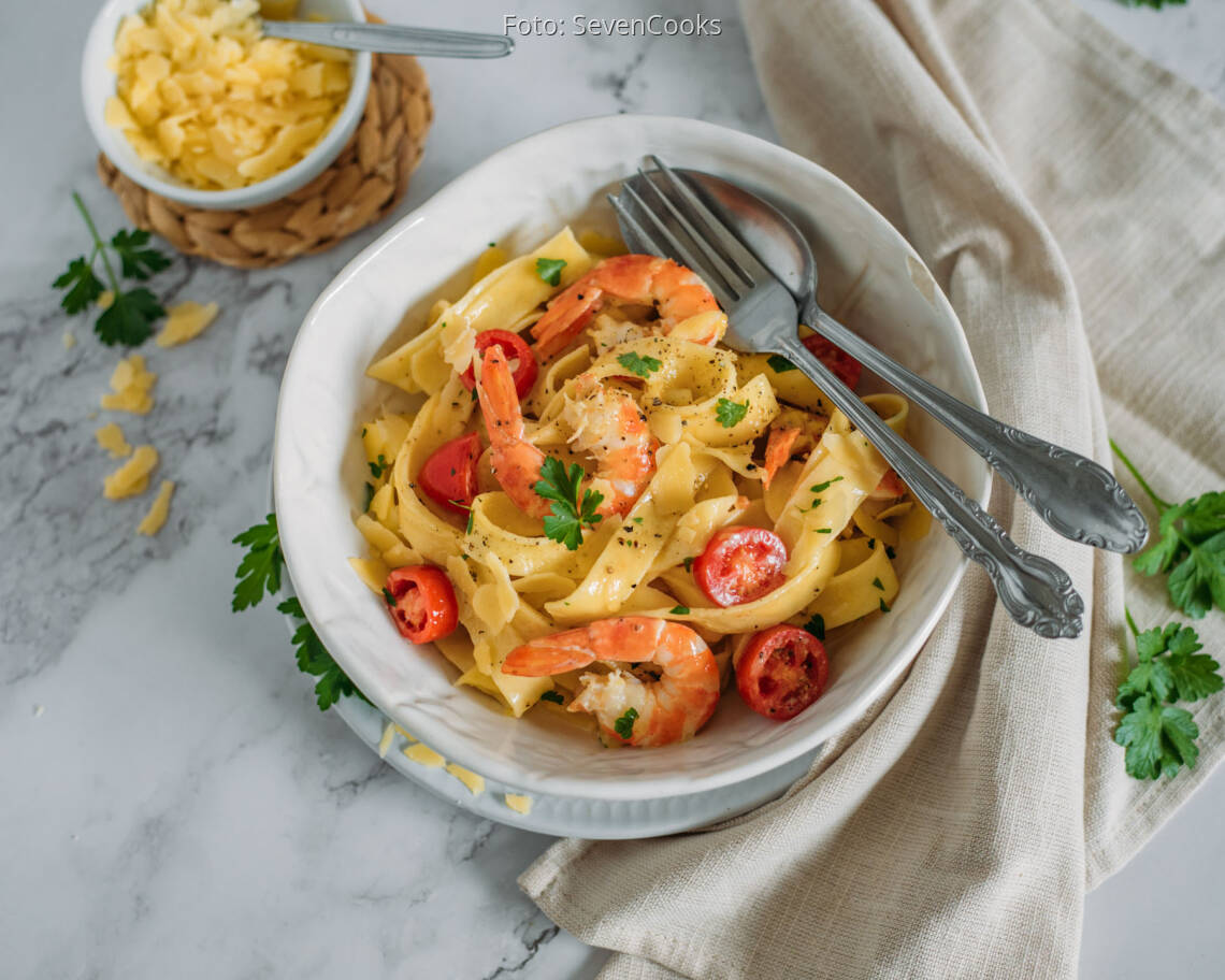 Flexitarisches Rezept Garnelen Pasta 2