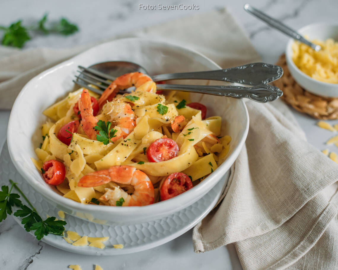 Flexitarisches Rezept Garnelen Pasta 3