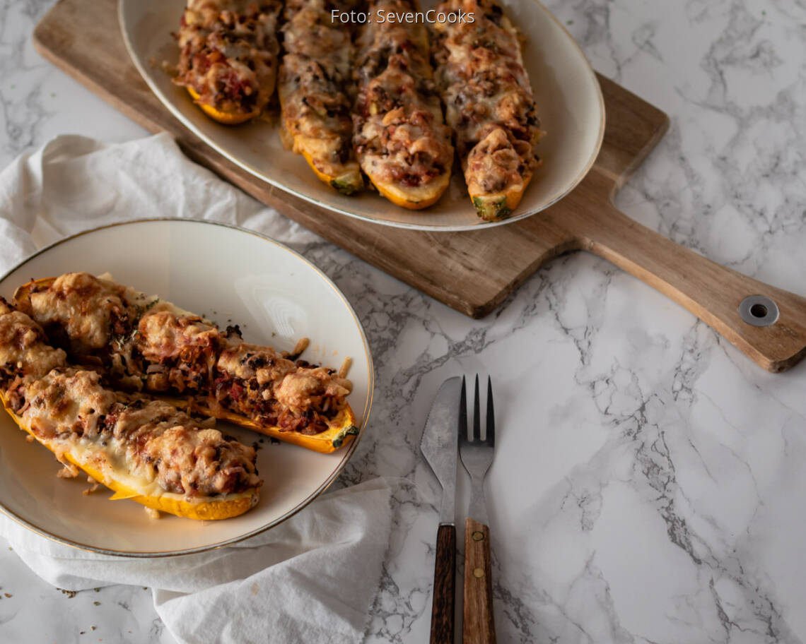 Flexitarisches Rezept: Gefüllte Zucchini mit Hackfleisch 3