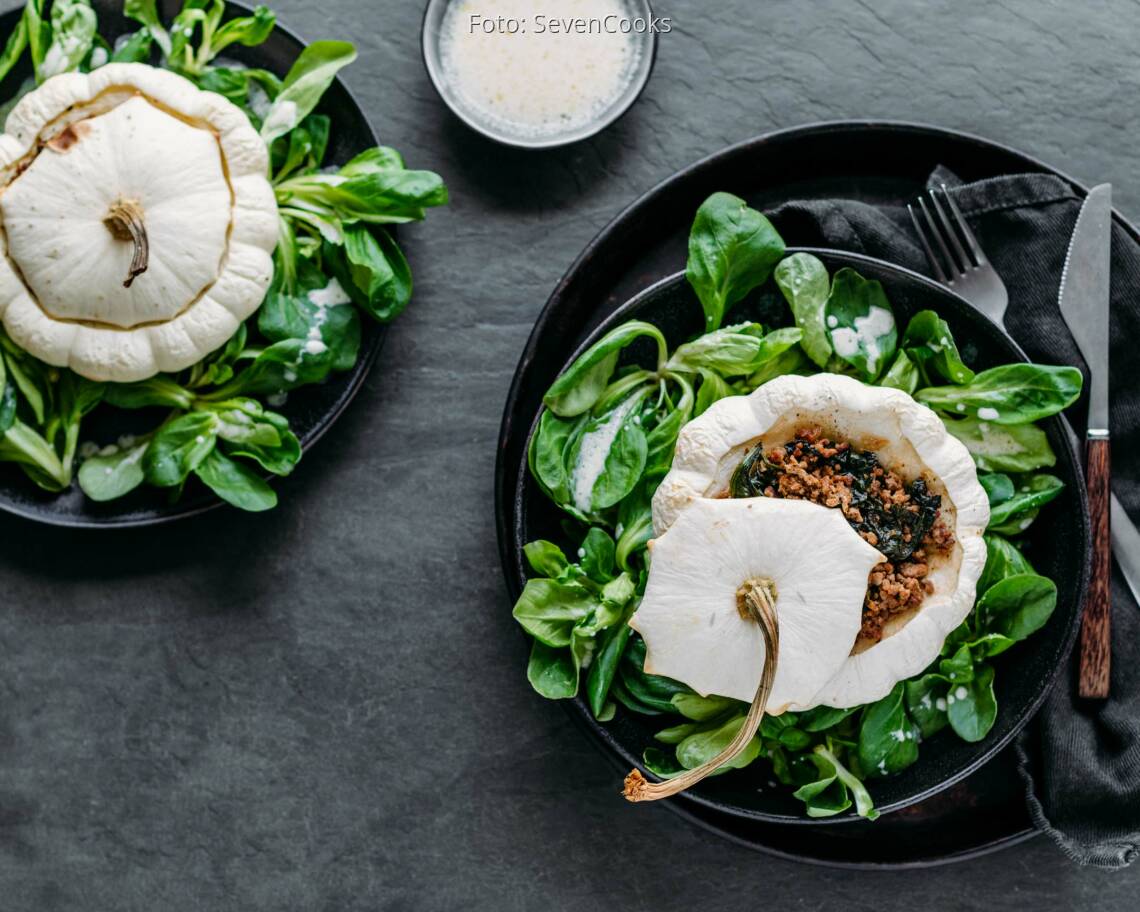 Flexitarisches Rezept: Gefüllter Patisson 2