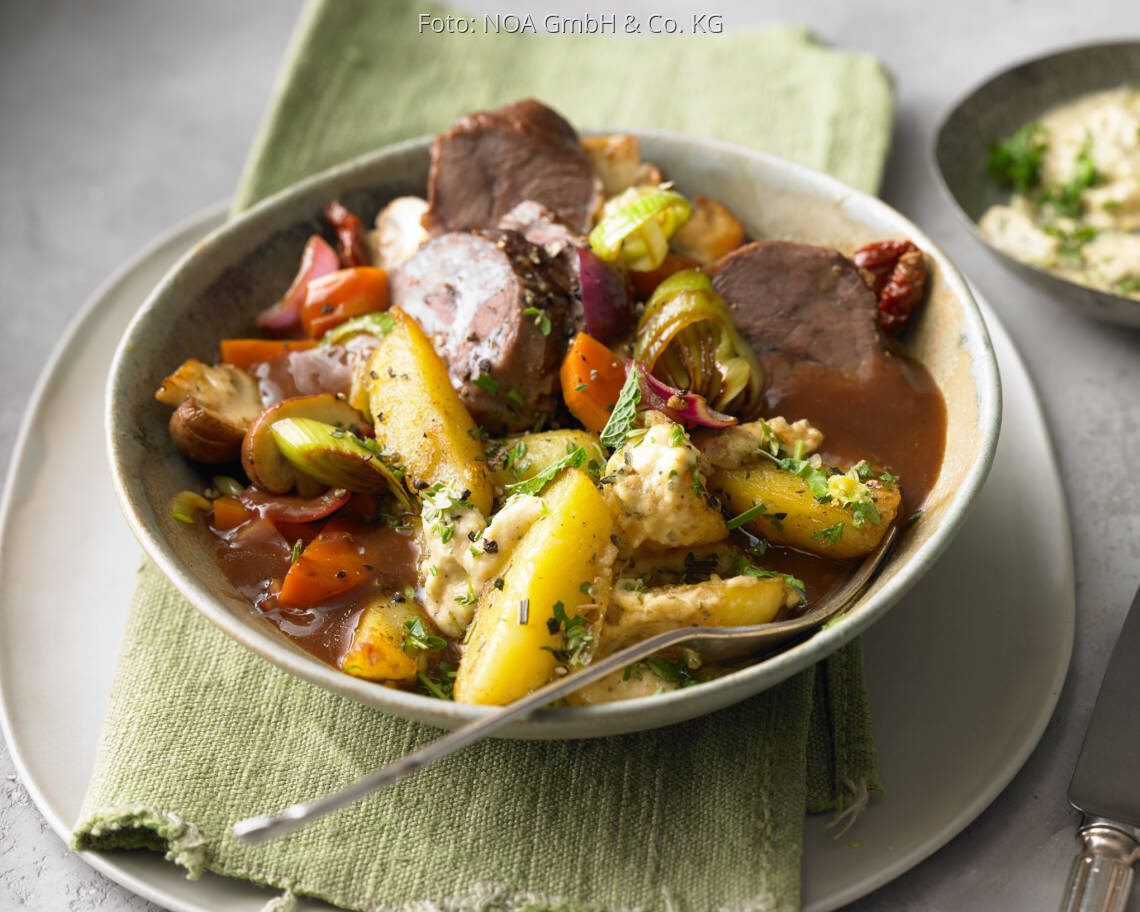 Flexitarisches Rezept: Geschmorte Schweinebäckchen