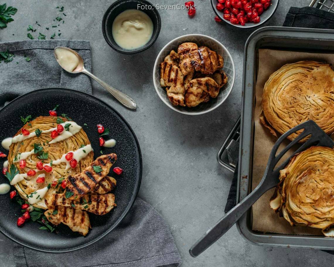 Flexitarisches Rezept: Geschmorter Weißkohl mit Putenstreifen 3