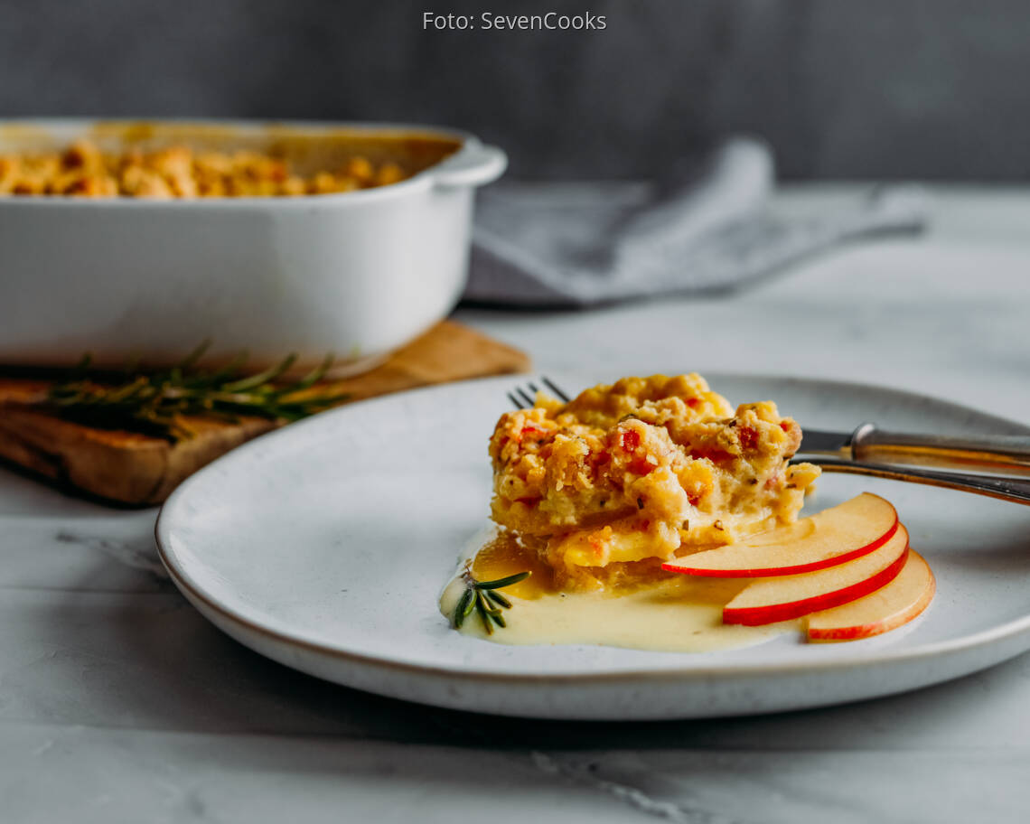 Flexitarisches Rezept: Kartoffel-Apfel-Gratin 2