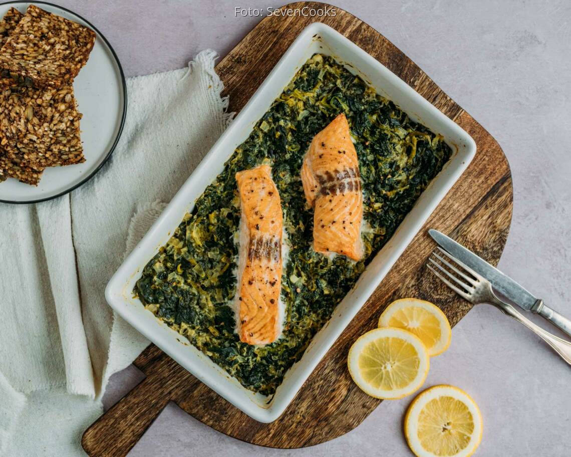 Flexitarisches Rezept: Lachs auf Spinatbett 3