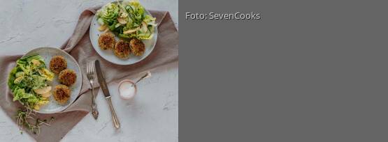 Rezeptbild für "Lachs-Quinoa-Frikadellen mit fruchtig grünem Salat"