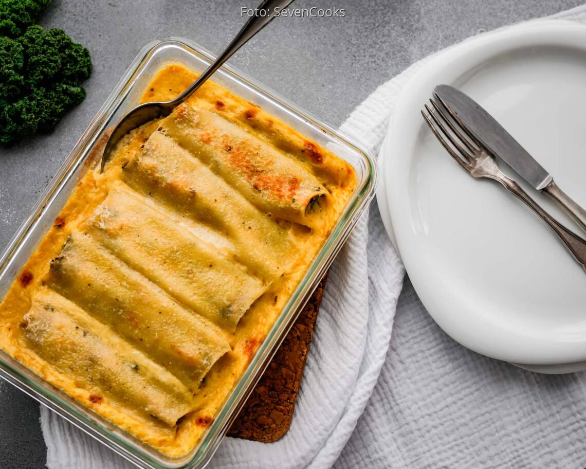 Flexitarisches Rezept: Lachs-Grünkohl-Cannelloni 2