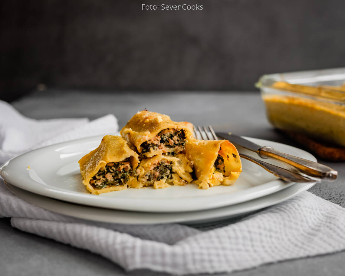Flexitarisches Rezept: Lachs-Grünkohl-Cannelloni 3