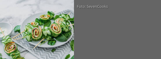 Rezeptbild für "Lachs-Spinat-Pfannkuchen-Spieße"