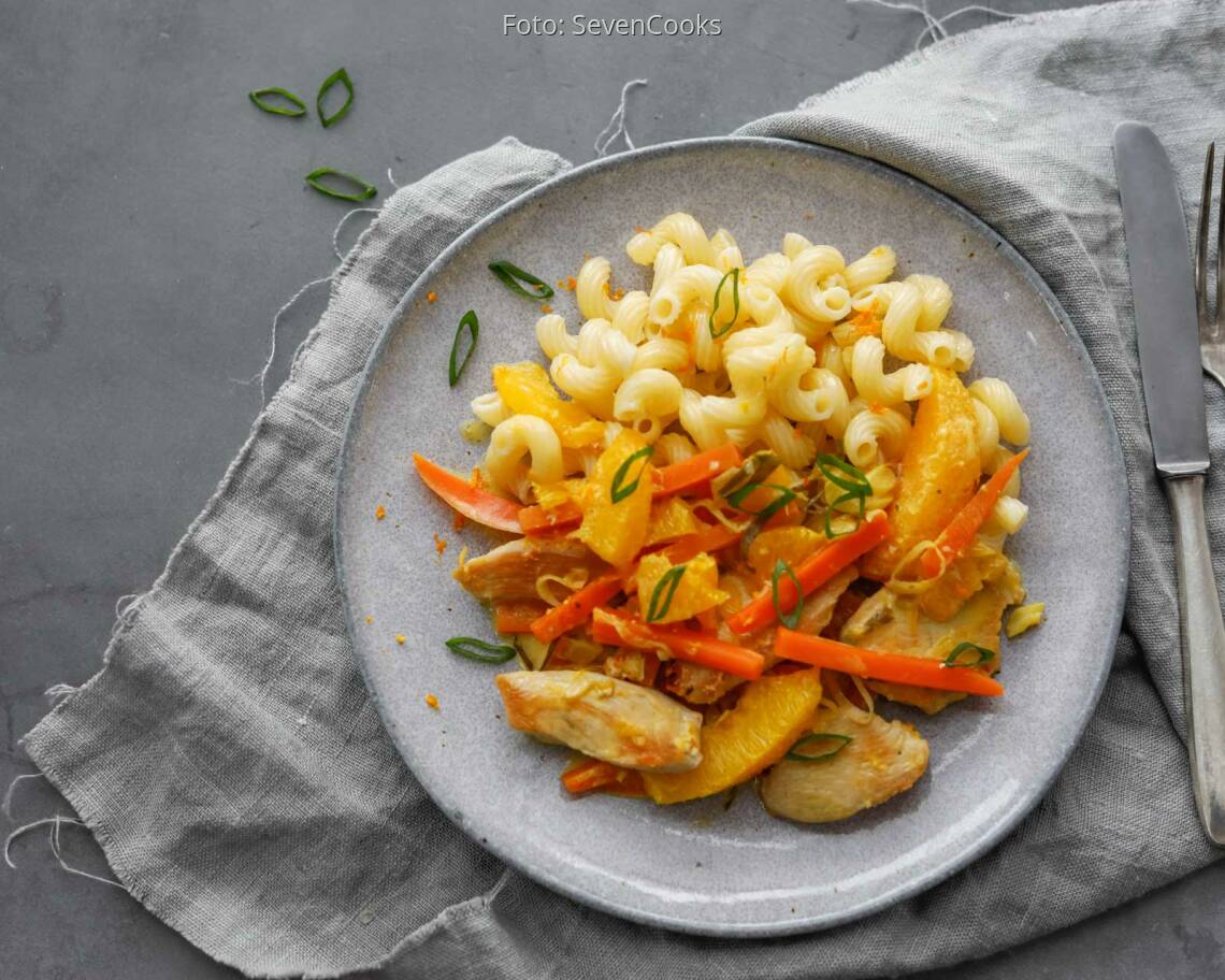 Flexitarisches Rezept: Putengeschnetzeltes mit Karotten-Orangensoße 1