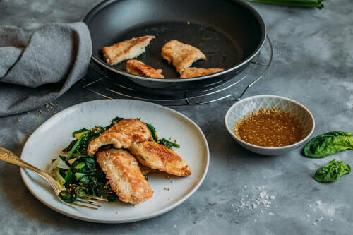 flexitarisches rezept putenschnitzel mit spinat gomae low carb