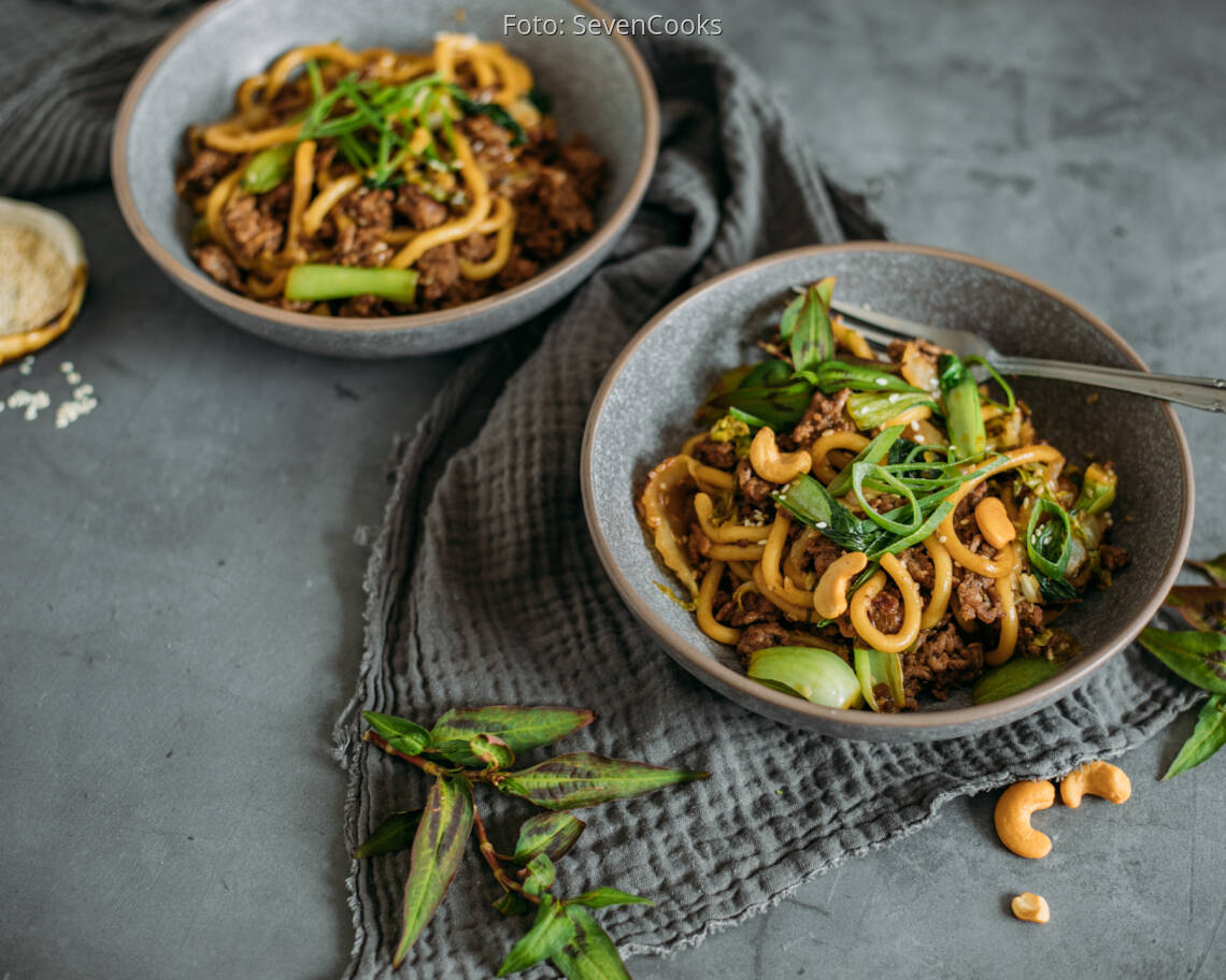 Flexitarisches Rezept: Udon-Beef-Bowl 2