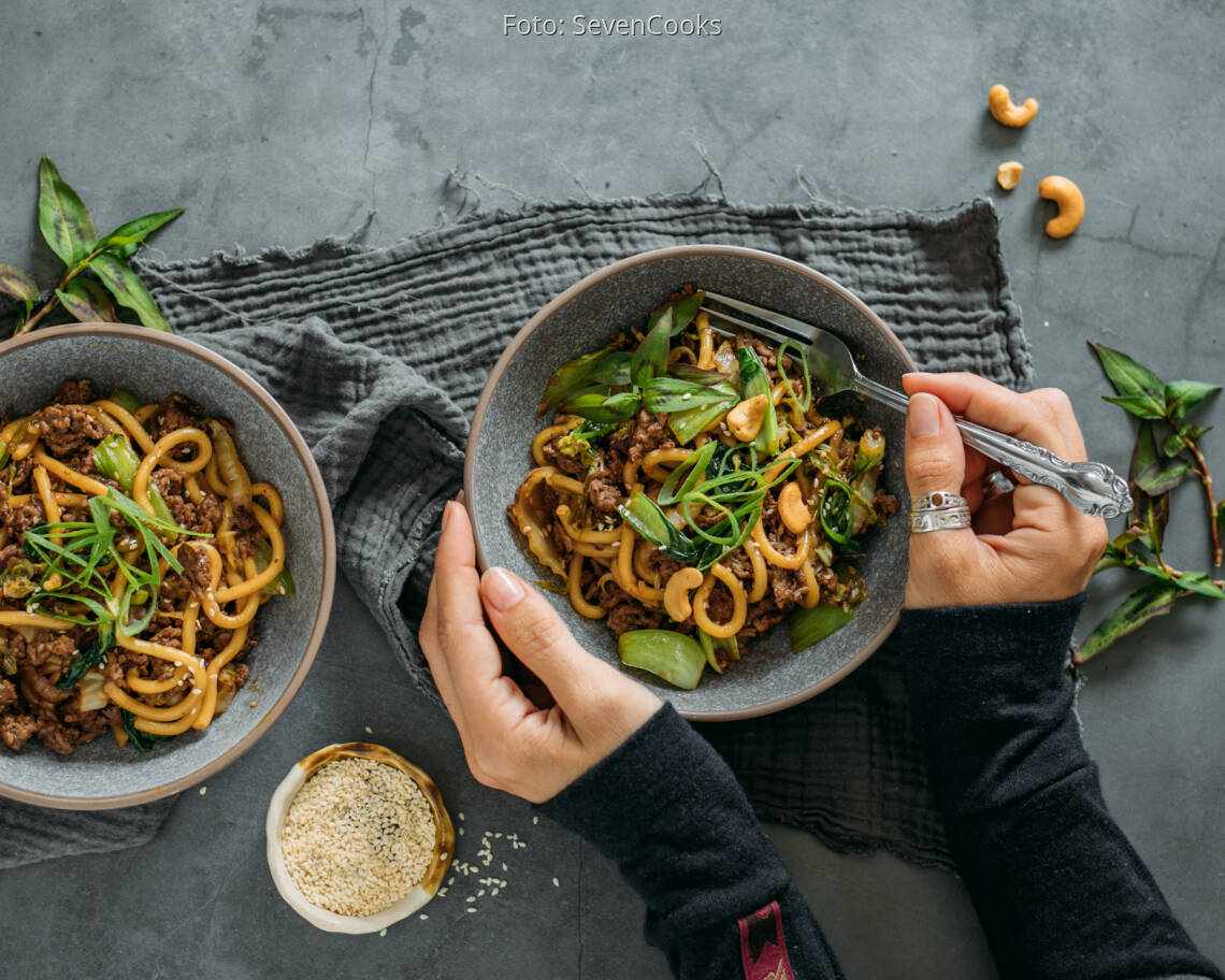 Flexitarisches Rezept: Udon-Beef-Bowl 3